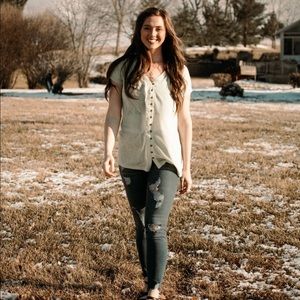 Springtime Button Front Blouse | Light Green